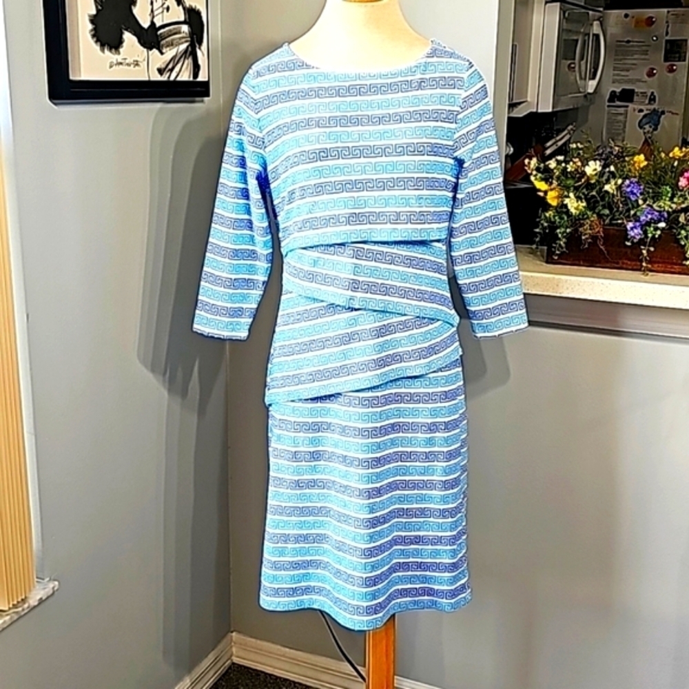 J. McLaughlin Blue and White Midi Dress